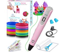 Fleau Kids 3D Pen Starterspakket Roze L - 36m Filament - 12 Kleuren Vullingen - PRO 2025 USB-C model + Vele Extra's - Knutselen en Tekenen - 3D Printen - Tekenset