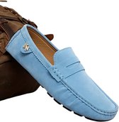 Mocassins Nivard pour femme - À talon - Chaussures femme - Chaussures à enfiler-on - Bleu clair - Pointure 43,5