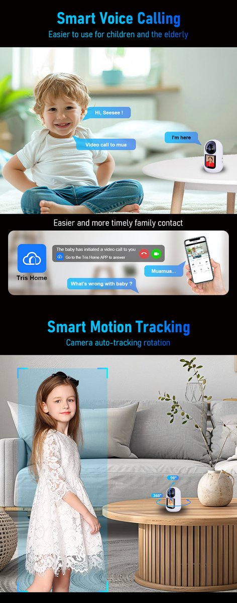 Babyfoon met Camera - Tweeweg Video & Audio - Baby Monitor - Lichaamstracking - WiFi Camera - Beweging Detectie & Alarm – foto 8