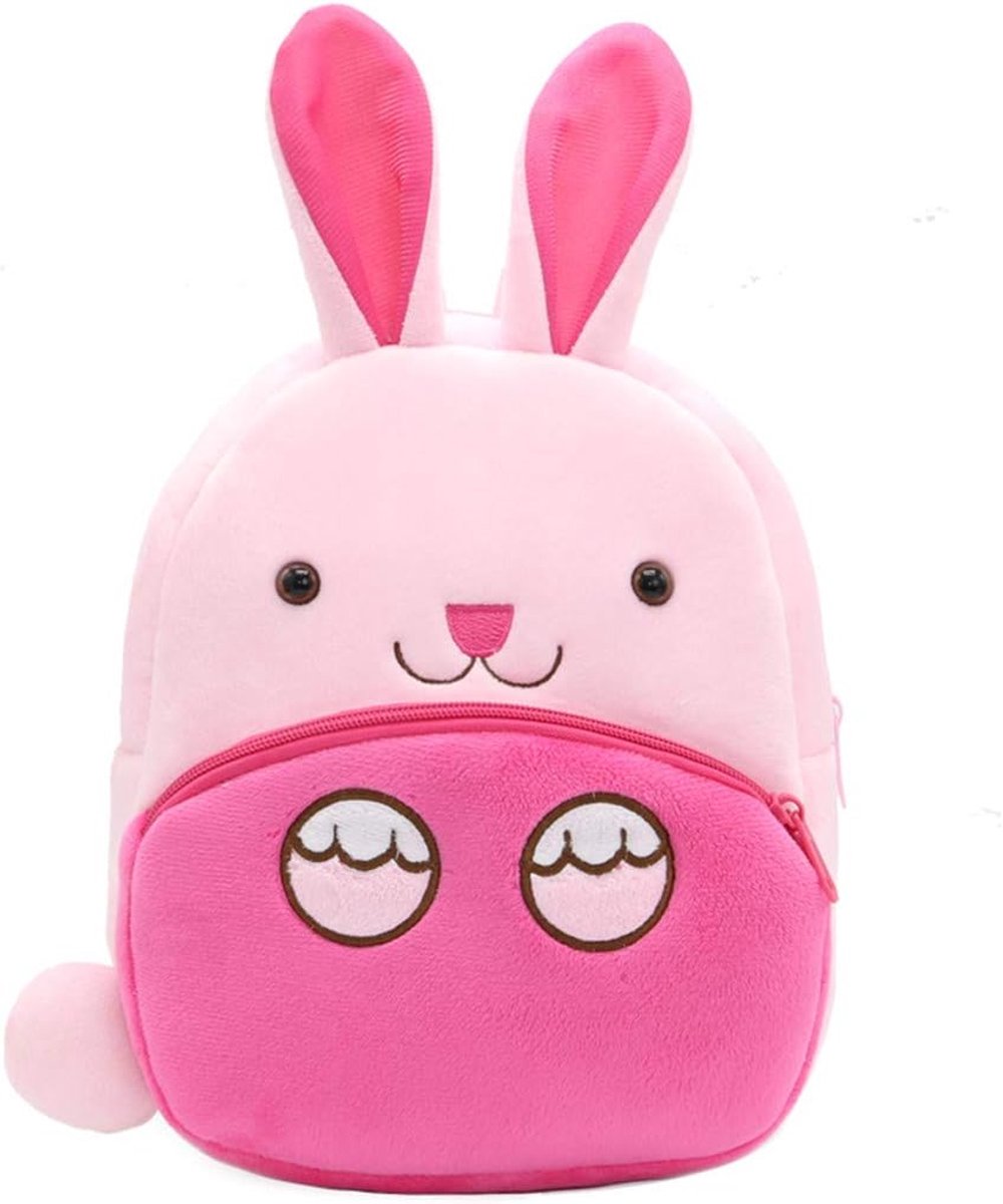 BoefieBoef Schattige Kleine Dieren Rugtas Konijn voor Peuters tot 5 jaar - kinderrugzak - Kleuter - Pluche - 6 liter - Roze - Voor Kleine avonturiers!
