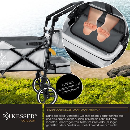 KESSER® Bolderkar GTS-9100 opvouwbaar met Dak tot 80 kg draagvermogen - Grijs van KESSER — afbeelding 3