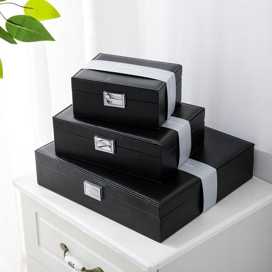 Collection Emilie - boîte de rangement - noire - boîte de rangement de luxe pour bijoux et accessoires - taille moyenne