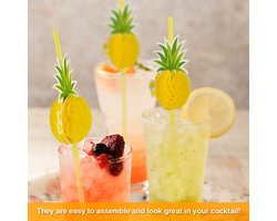 Rietjes Kleurrijk - ananas - Kleurrijke - rietjes plastic - Hawaiiaans - feestrietjes - 25 stuks - tropisch - feest - Party - accessoires - decoraties