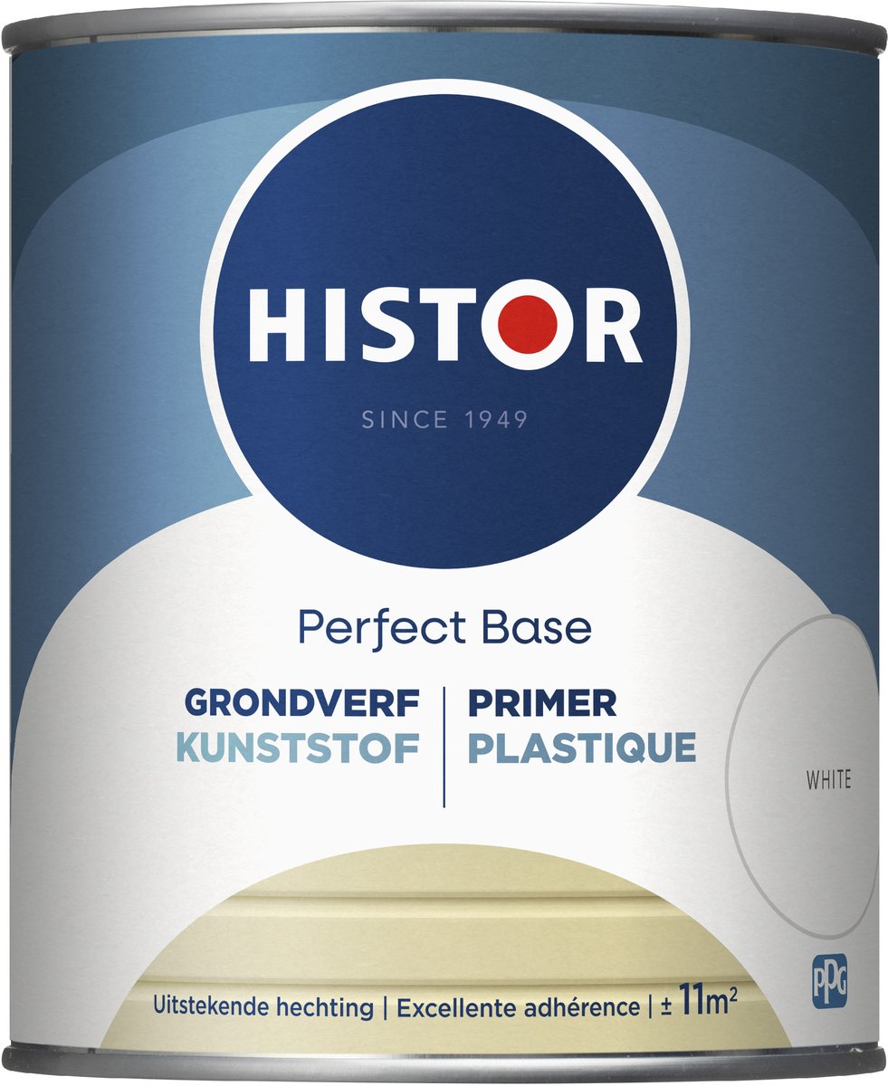Histor Perfect Base Kunststof Grondverf - Verf voor Binnen - Primer Verf op Waterbasis - Geschikt voor Kunststof Deuren en Kozijnen - Uitstekende Hechting en Extra Dekking - Wit - 0.75 L