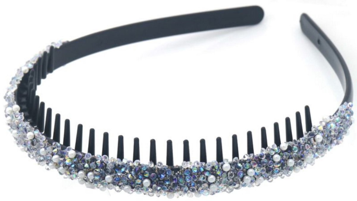 Kristallen Haarband – Diverse kleuren- Zwart – Diadeem met Parels en Glitters