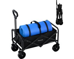LifeGoods Bolderkar Compact - Opvouwbaar - 80KG Draagkracht - 75x49x70CM - 80L - Wasbaar Polyester - Inklapbare Bolderwagen - Zwart