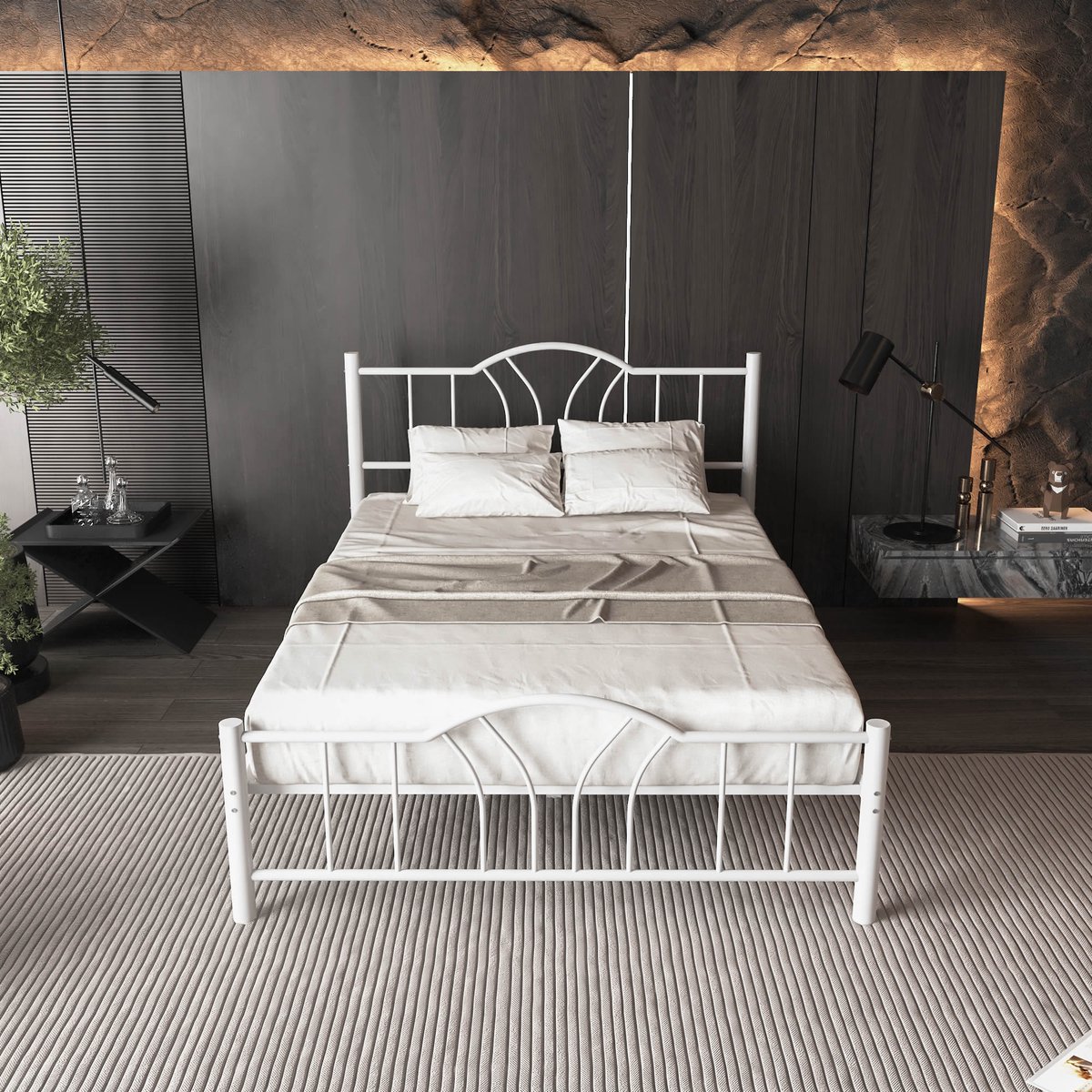 AirSleeperz heavy duty metalen bedframe Esmee - Kleur wit - Afmeting 140x200 cm - Voor 2 personen - Draagkracht 600 kg