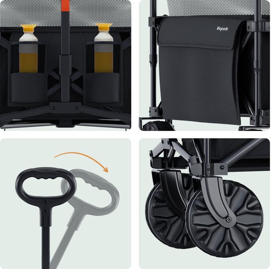 LifeGoods Bolderkar - Opvouwbaar - 100KG - 230L - Bolderwagen - Verhoogbaar - Beschermhoes - Zwart van LifeGoods — afbeelding 5