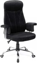 Bureaustoel op Wieltjes - Ergonomische Office Chair - Afstelbare Draaistoel - Zwart