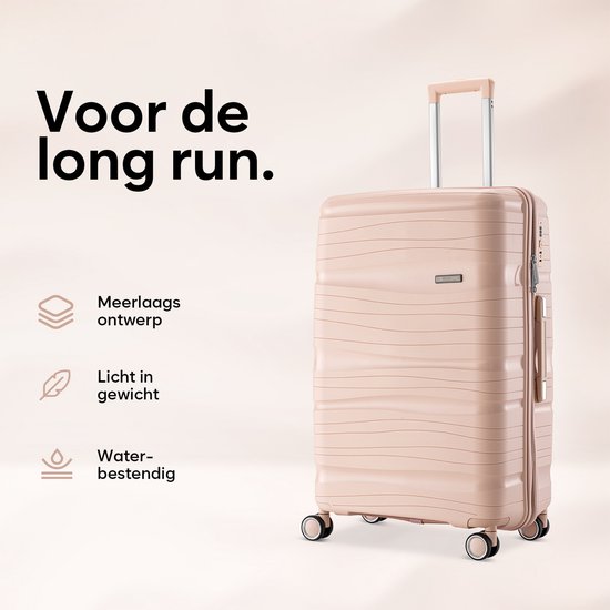 SKYCASES Travel One – 24-inch Medium Reiskoffer – Cijferslot – 41x24x69 cm – 68L – Lichtgewicht, Waterdicht & Duurzaam – Lichtroze