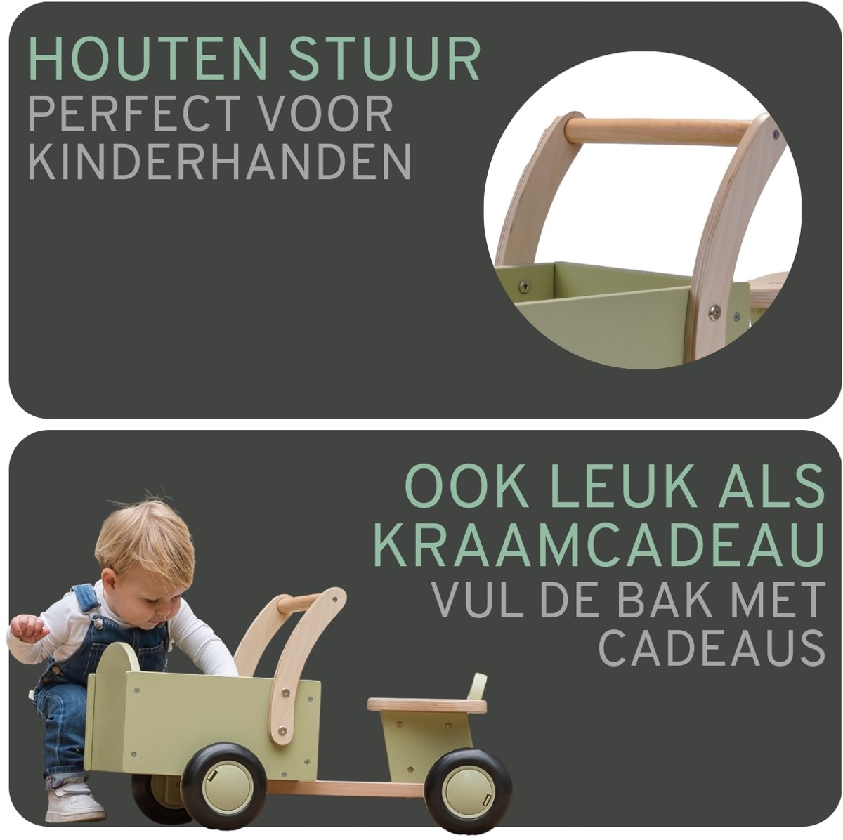 Bandits & Angels Houten bakfiets little rider white