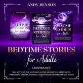 Drie boeken van Andy Benson: 'Bedtime Stories for Adults'. Covers tonen volle maan en sterrenhemel.