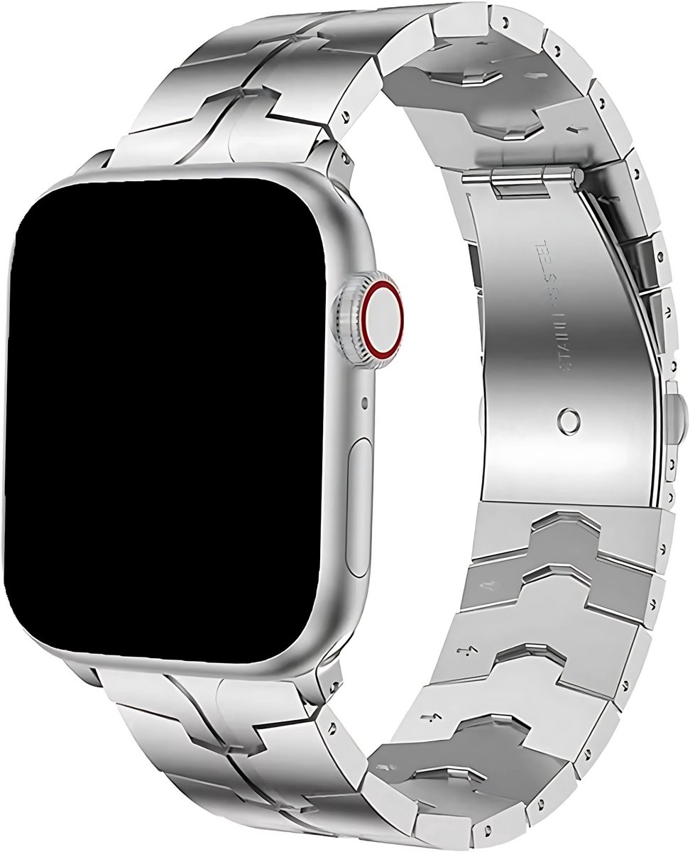 Innerlight® Titan+ - Zilver - 42/44/45/46/49mm - Metalen bandje geschikt voor Apple Watch - Schakel Armband RVS - Stainless Steel Watch Band - Horlogeband - Geschikt als Apple watch bandje voor Series 1/2/3/4/5/6/SE/7/8/9/10/Ultra/Ultra 2