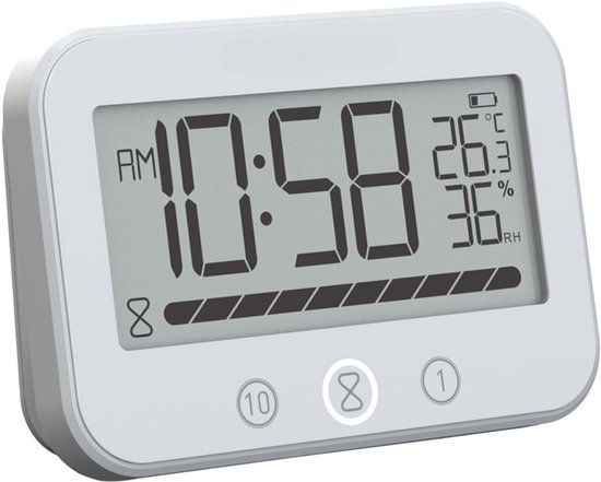 Badkamer hangende klok, waterdichte doucheklok met touw voor keuken, badkamerklok(wit