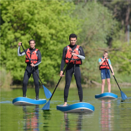 LifeGoods PaddlePro SUP Board - Opblaasbaar Paddle Board - Complete Set - Max. 150KG - 320x81cm - Wit/Sky Blue