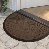 Paillasson demi-rond Dutchers® - Tapis de marche sec - Tapis de nettoyage - Tapis de sol intérieur et extérieur - Tapis en caoutchouc - Water - Marron