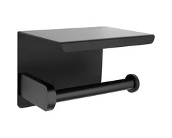 Strex WC Rolhouder met Plankje - Zwart - Zelfklevend / Boren / Zonder Boren - Toiletrolhouder - WC Papier Houder Strex WC Rolhouder met Plankje - Zwart - Zelfklevend / Boren / Zonder Boren - Toiletrolhouder - WC Papier Houder