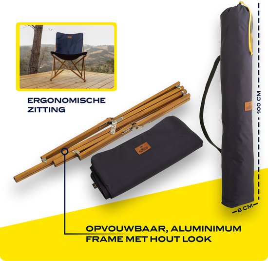 NOMAD® 2x Lounge Campingstoel Mando (set) | Donkerblauw | Comfortabel lounge model | Sterk Frame — afbeelding 2