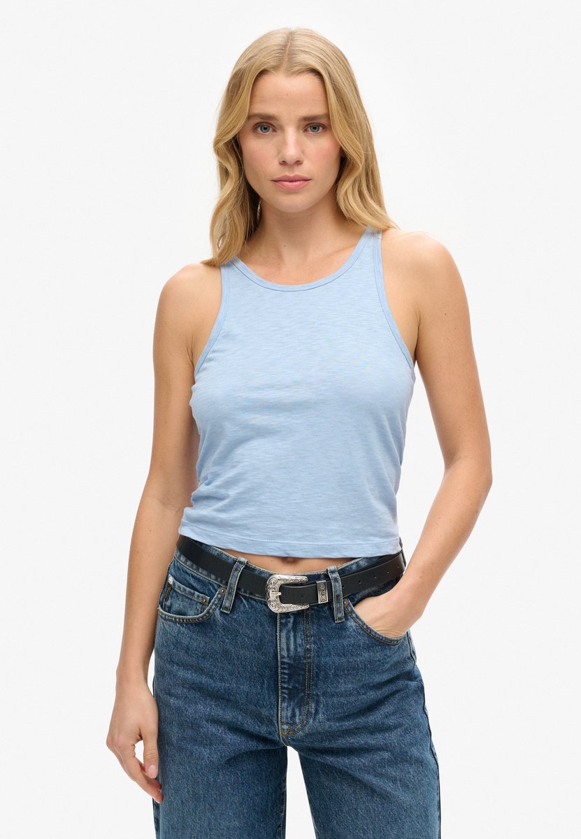 Superdry Tanktop met ruches Dames Vesten Blauw