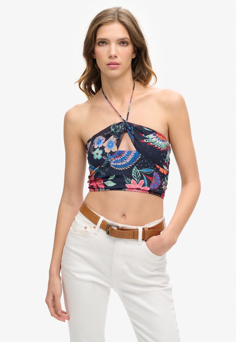 Superdry Kort geweven topje met uitsnijdingen Dames Tops Multicolor