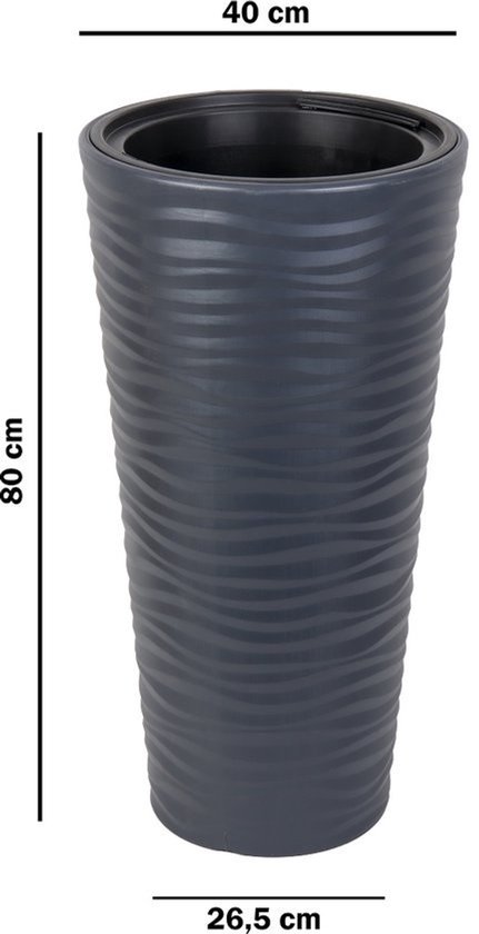 Hoge bloempot voor binnen en buiten (2 stuks). Hoge bloempotten voor binnen en buiten, balkon en terras. 30 cm, decoratieve bloembak van kunststof. (Verpakking 2 Wit gewoon