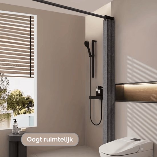 ovimar Magnetisch douchegordijn Elgafossen grijs wasbaar sneldrogend anti-schimmel douchegordijn 120 x 200 cm ondoorzichtig gordijn voor bad of douche