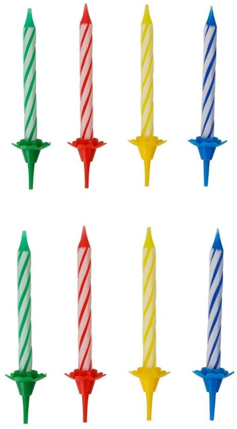 2 jeux de 24 bougies d'anniversaire chacun et 12 mèches Fackelmann Rio Party