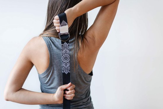 Yoga Strap - Luxe, Verstelbaar, Eco-vriendelijk - 240cm - Zwart - Soft materiaal — afbeelding 2