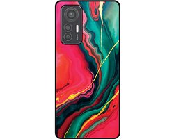 Smartphonica Telefoonhoesje Geschikt voor Xiaomi 12 Lite met Rood Groen Marmer Opdruk - TPU Backcover Case Red Green Marble Design geschikt voor Xiaomi 12 Lite