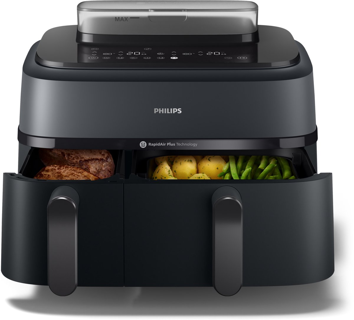 Philips 5000 series NA550/00 friteuse Dubbel 9 l Vrijstaand 2750 W Heteluchtfriteuse Zwart