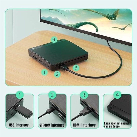 Zylo® DVD Speler met HDMI - Externe Dvd Speler - Blu Ray Spelers van Zylo® — afbeelding 4