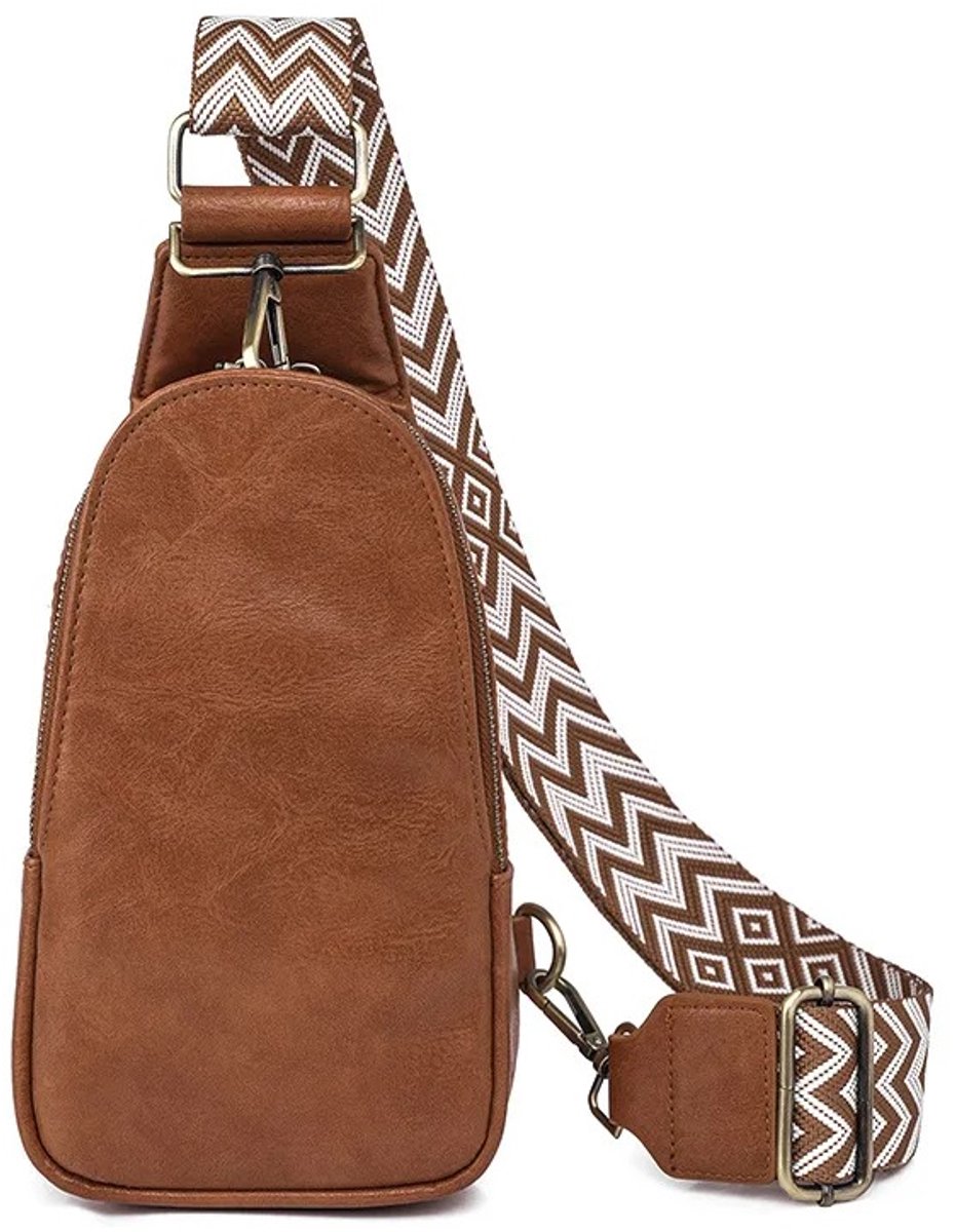 WiseGoods Premium Dames Crossbody Tas - Luxe Schoudertas - Sling Bag - Anti Diefstal Tas Vrouwen - Fashion - Design Tasje Bruin