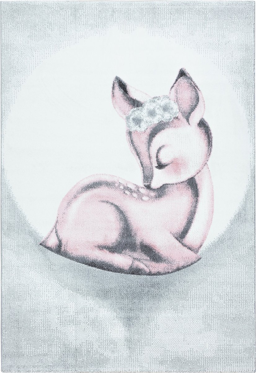 Kindervloerkleed | Tapijt | Bambi | Hert | Roze | 120x170 cm