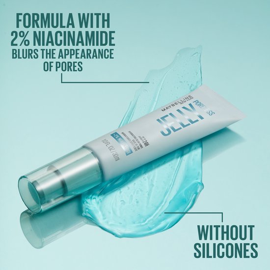 Maybelline New York Poreless Jelly Primer - Hydrateert tot 24 uur lang - Formule met 2% Niacinamide - 30ml