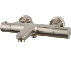 Sanifun Trendi Badthermostaat - Thermostatische Badkraan - Geborsteld Staal - Messing - 150 mm - Inclusief S-koppelingen