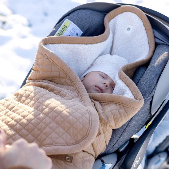 BEMINI Voetenzak - Biside 0-12m - Warme gewatteerde teddy - Beige van Bemini — afbeelding 4