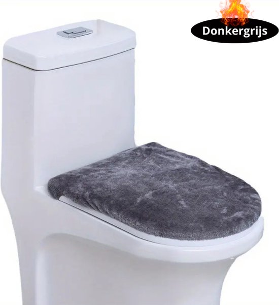 Housse de siège de toilette lavable Livano - Housse de siège de toilette - Siège de toilette - Couvercle de toilette - Housse de toilette - Siège de toilette chauffant - Gris foncé
