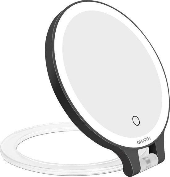 MATEPROX 8 Inch Makeup Mirror with Lighting, Rechargeable, Double Sided (1X 10X Magnifying Mirror), Illuminated, Touch Sensor Dimmable, 3 Color Lighting-Gold
