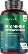 WeightWorld Vitamine E - 400 IE - 180 vegan softgels voor 6 maanden voorraad - Natuurlijk Vitamine E supplement - Gemaakt binnen de EU