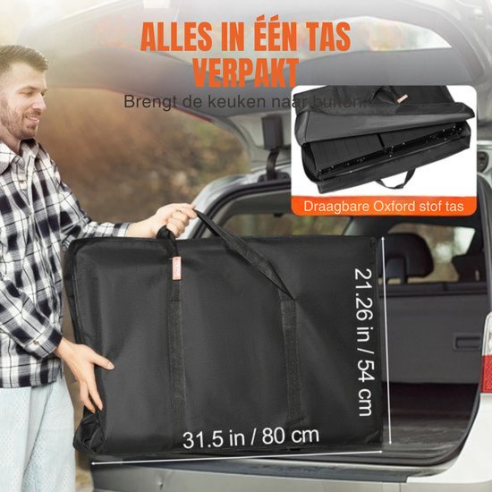 Avec évier - Cuisine de camping pliable - Table de cuisine - 9,7 KG - 126 cm x 46 cm x 81 cm