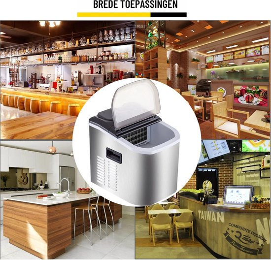 Voor Thuis - Met Schoonmaak functie - Professionele Ijsblokjesmachine - Ijsblokjesmaker - Zwart — afbeelding 3