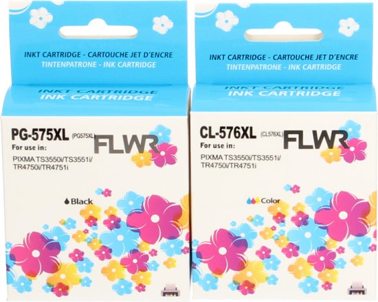 FLWR Multipack inktcartridges voor Canon PG-575XL/CL-576XL - Premium Huismerk Canon PG-575XL/CL-576XL inkt - 1x Canon 575XL cartridge - 1x Canon 576XL cartridge (hoge capaciteit) o.a. geschikt voor Canon PIXMA printers