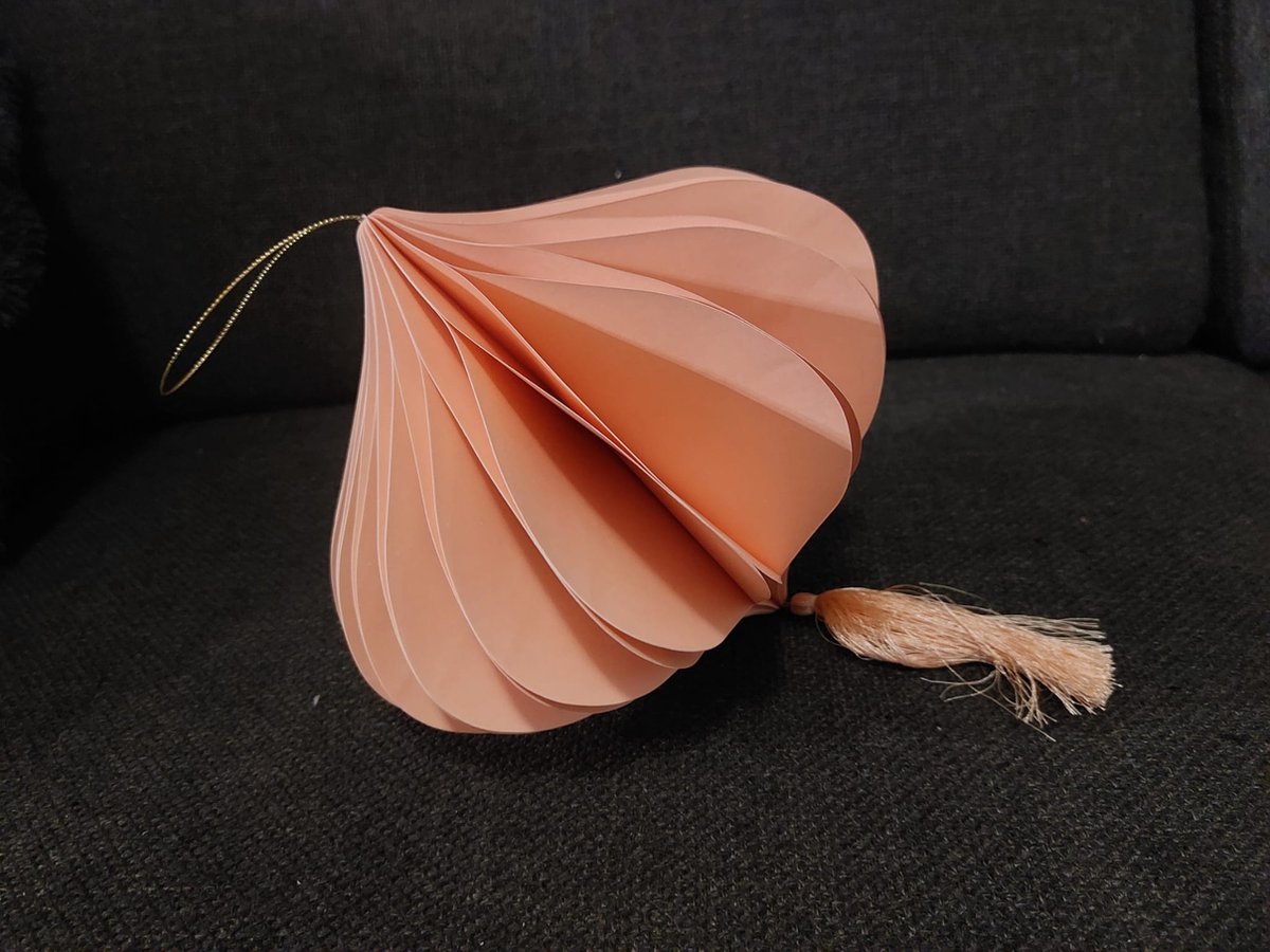 Papieren Kersthanger - Kersthanger Roze - 18,5 cm Hoog | Ophangbare Kerstdecoratie - Kersthanger Uitvouwbaar - Uitvouwbare Kerstbal