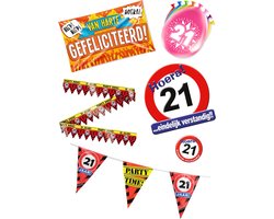 21 jaar verjaardag versiering pakket – vlag - gevelvlag – ballon – paperdreams