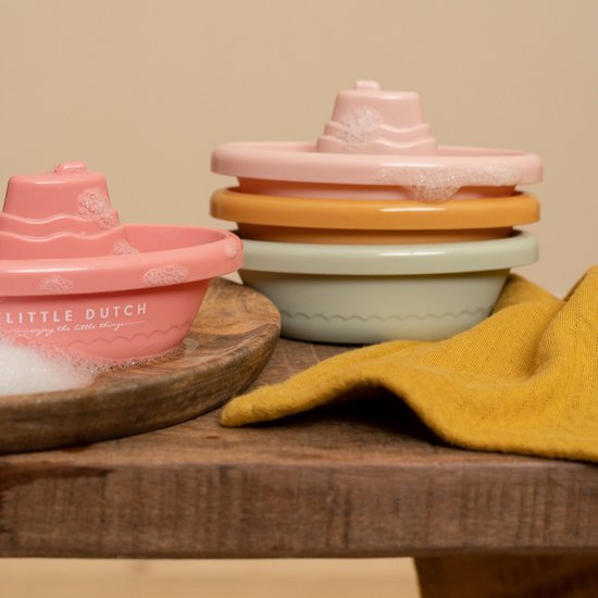 Little Dutch badspeelgoed stapelbare badbootjes Pink
