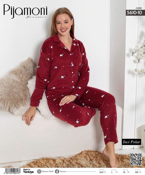 Pijamoni | Set de pyjama en molleton pour femmes | Manches longues | 5610-10 | XL