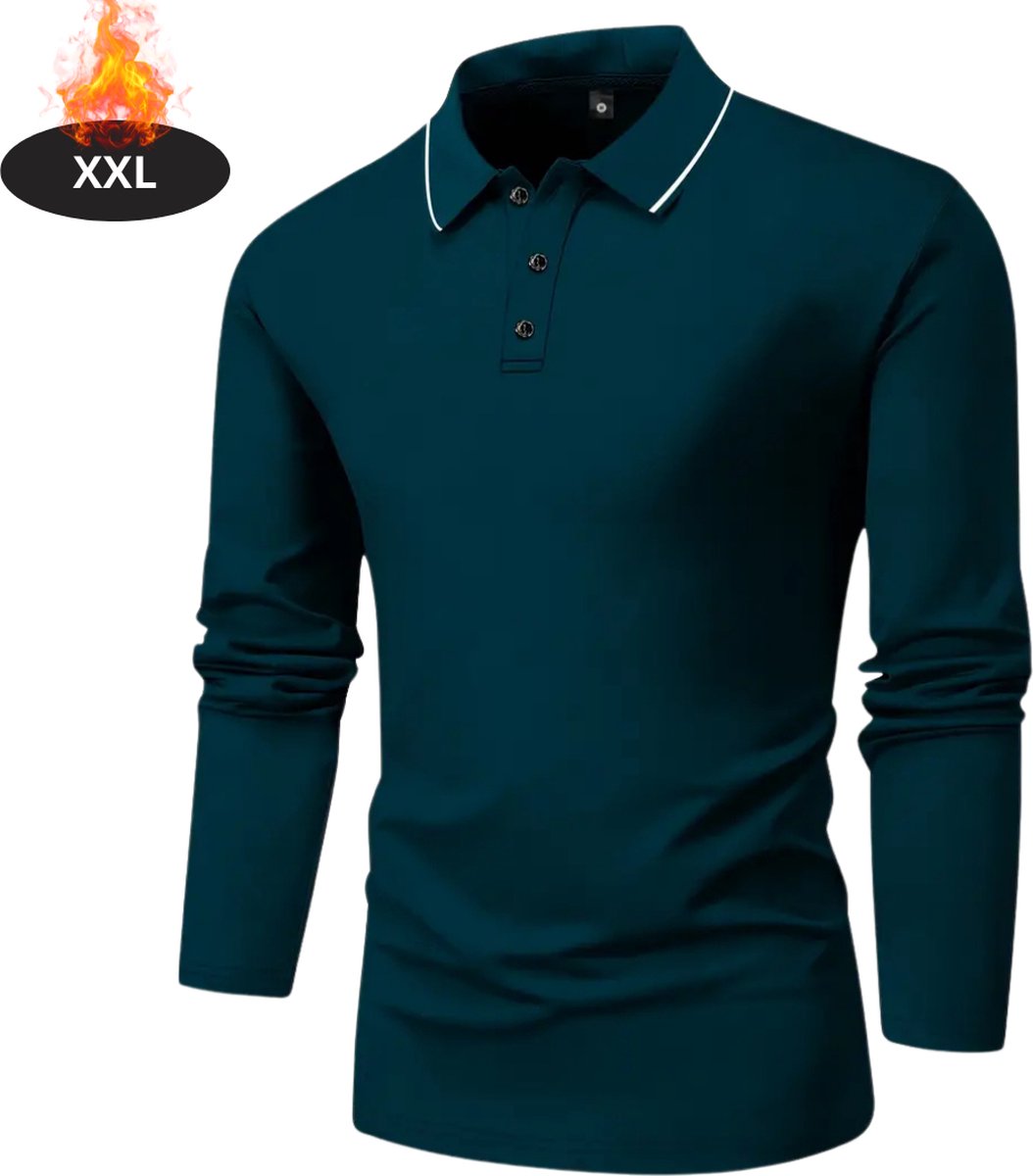 Livano Poloshirt Heren T-Shirt Heren Shirt Overhemd Polo Shirt Lange Mouwen Pauw Blauw