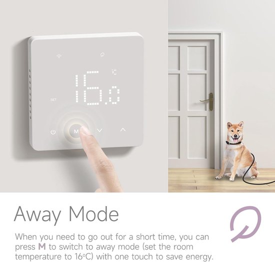 BSEED Smart Alexa Thermostaat voor Elektrische Vloerverwarming - Programmeerbaar 16A met Alexa/Google Home Zwart (Hub niet vereist