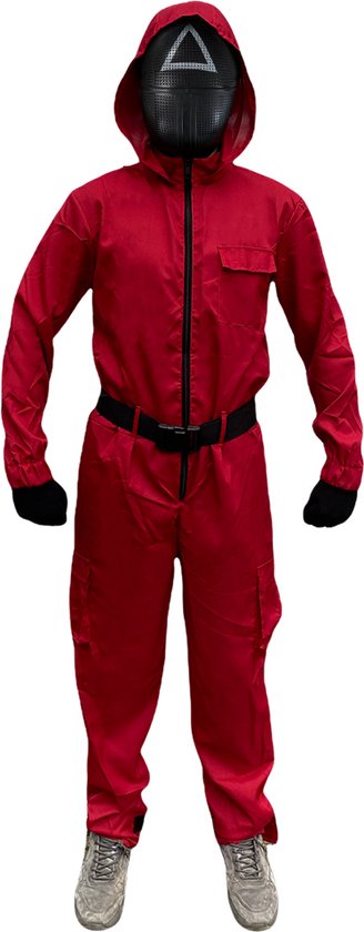 Costume de jeu de Squid - combinaison rouge - Costume d'Halloween - Cosplay - avec masque et accessoires - taille XL/ XXL