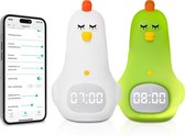 3Babies® Slaaptrainer – Slaapwekker Baby – Nachtlamp functie met Wekker – Kinderwekker – Wit Kippetje – Inclusief App